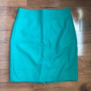 J. Crew The Pencil Skirt green wool in size 2P